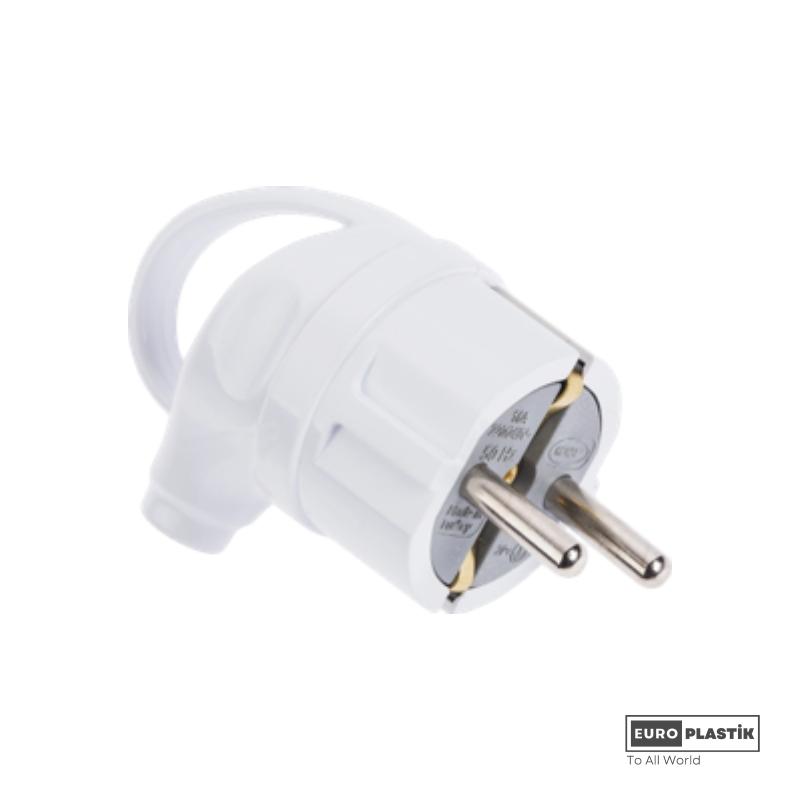 L Type Earthed Male Plug with Handle (White)